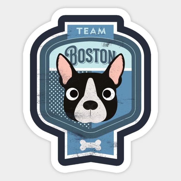 Team Boston - Distressed Boston Terrier Beer Label Design Sticker by DoggyStyles